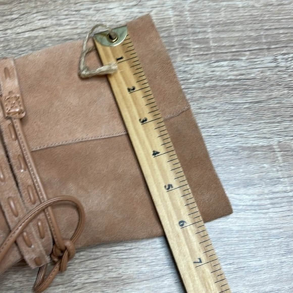 Schultz NWT Portia Honey Peach Suede Western Boots Wrapped Belt Pointed Toe 5.5 - Picture 11 of 12